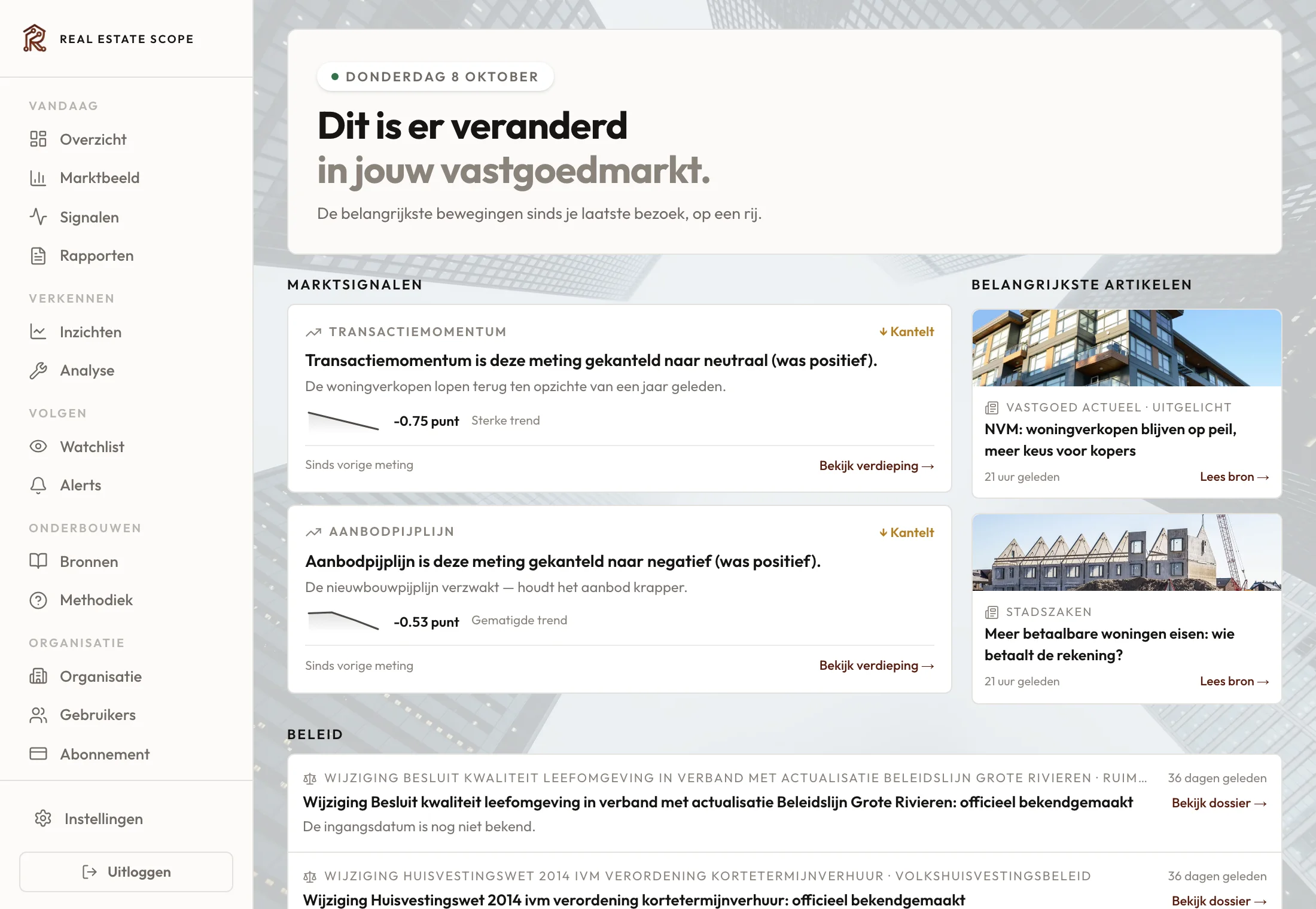 De Real Estate Scope-applicatie